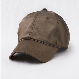 Olive Satin Baseball Cap